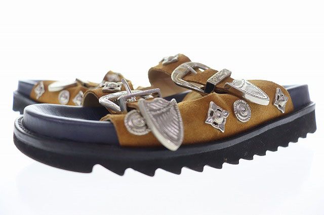 トーガ プルラ TOGA PULLA TOGA 1116G BROWN BLACK 38 トーガ メタル スタッズ スエード サンダル ブラウン ブラック 茶 黒 【ブランド古着ベクトル】【中古】 ▲●260519