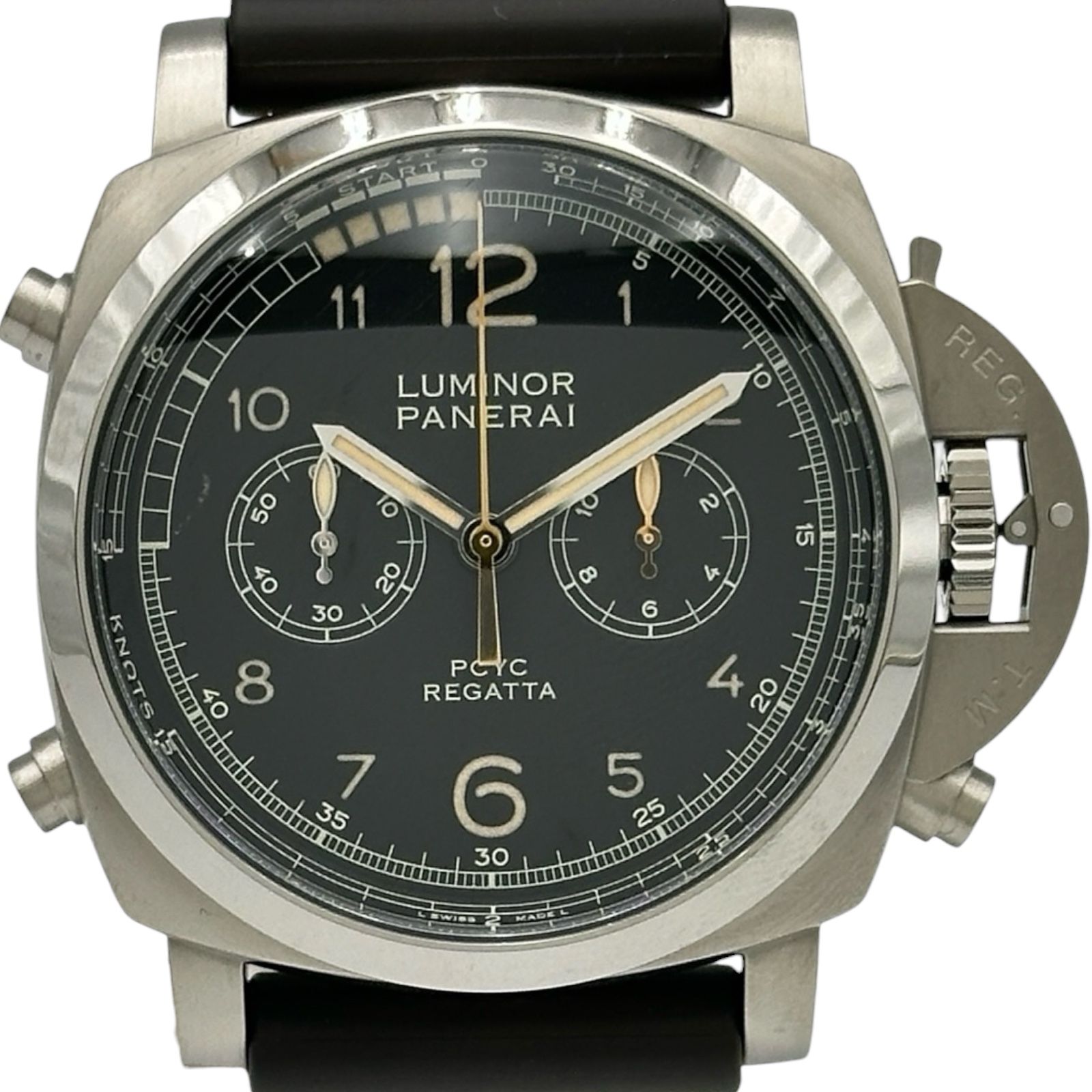 パネライ PANERAI ルミノールマリーナ 1950 PCYC レガッタ 3デイズ クロノ フライバッグ PAM00652 ブラック チタン 自動巻き メンズ 腕時計