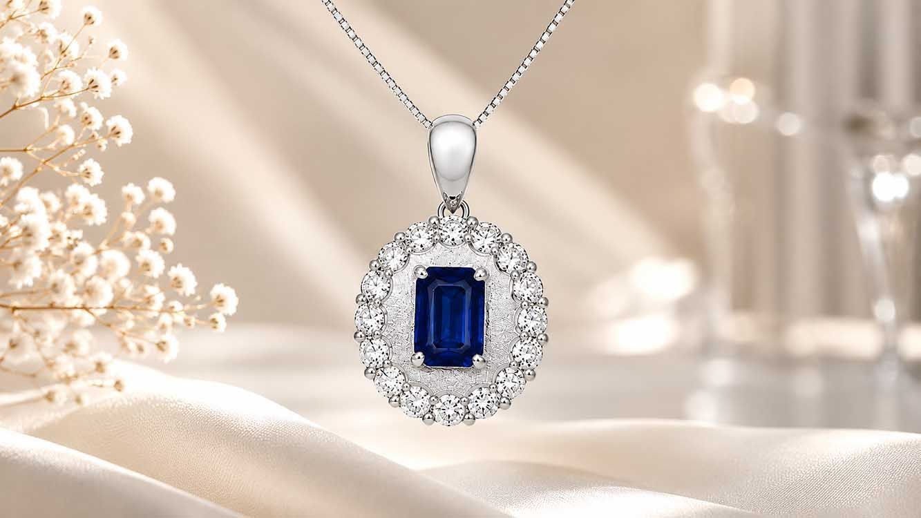 サファイア ダイヤモンドネックレス Pt900/850 9.06g 45cm 中宝鑑別書付　Jewelry Sapphire1.640ct DIa0.880ct Necklace