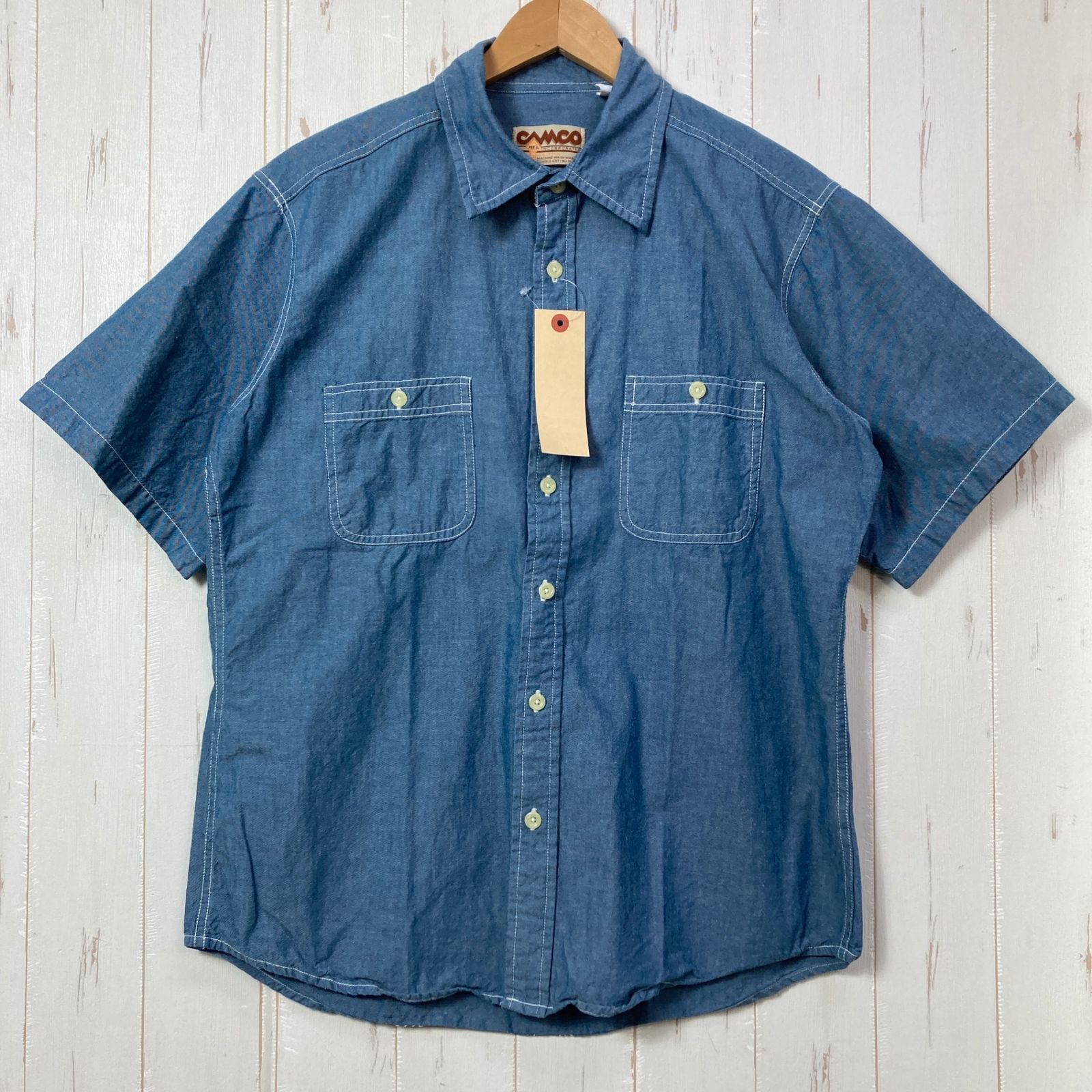 ✉️Men's L ブルー系 Camco（カムコ） シャンブレー シャツ Chambray Shirt コットン ウェア トップス インナー シャツ ロングスリーブシャツ 化繊 z00058766 化繊 ロングスリーブシャツ インナー シ