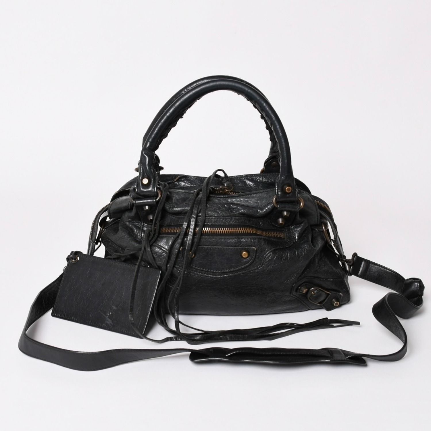 BALENCIAGA バレンシアガ Classic Town クラシック タウン 2WAYバッグ 240579 アリーナラムスキン ブラック 良品 中古 4a002746