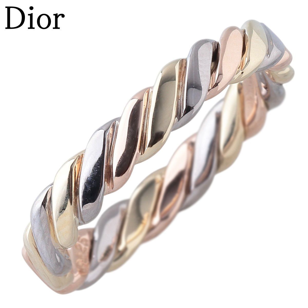 ディオール ツイスト リング 11号 スリーカラー 750 新品仕上げ済 Christian Dior【26196】