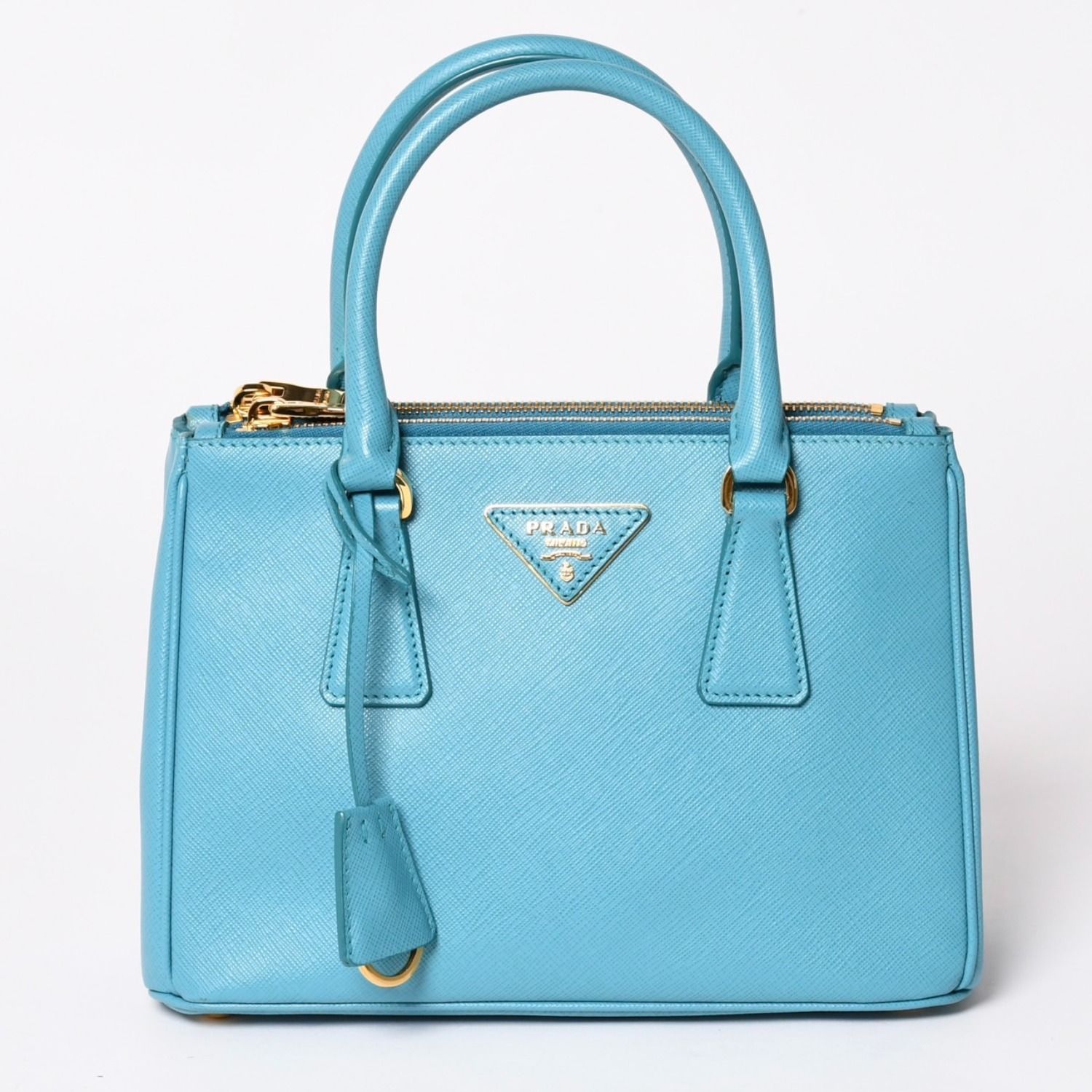 極美品 PRADA プラダ ガレリア スモール 2WAY ショルダーバッグ ブルー ゴールド金具 1BA896 中古 4a003037 108,900円
