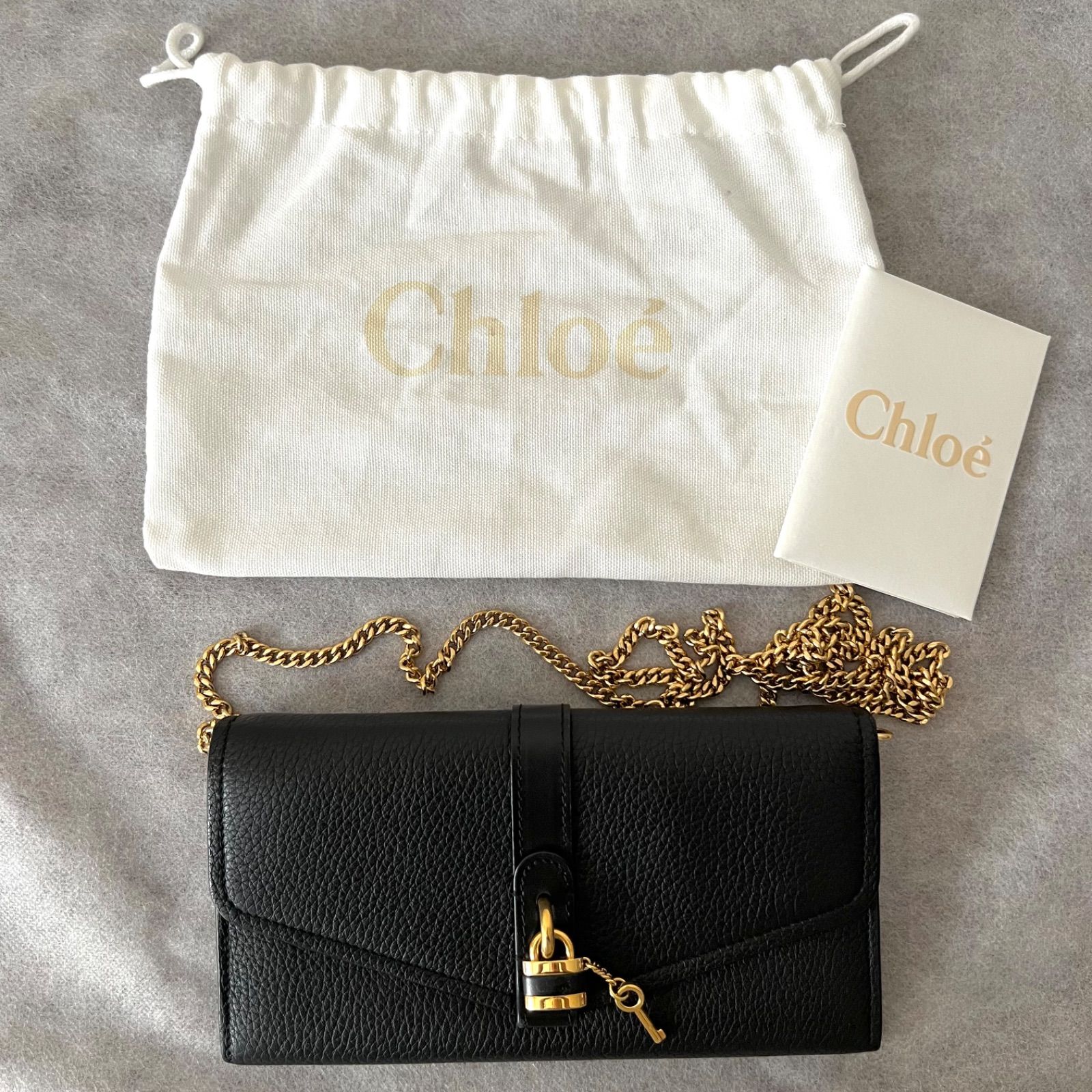 Chloe クロエ チェーンウォレット Aby アビー ショルダーバッグ 黒