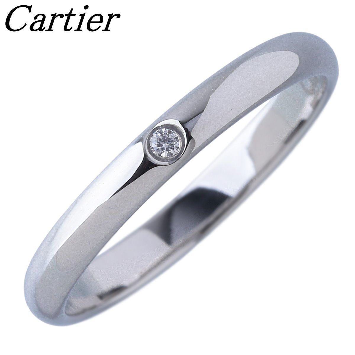 カルティエ ダイヤ リング 1895 ウェディング 1PD #51 幅2.5mm Pt950 新品仕上げ済 Cartier【26235】