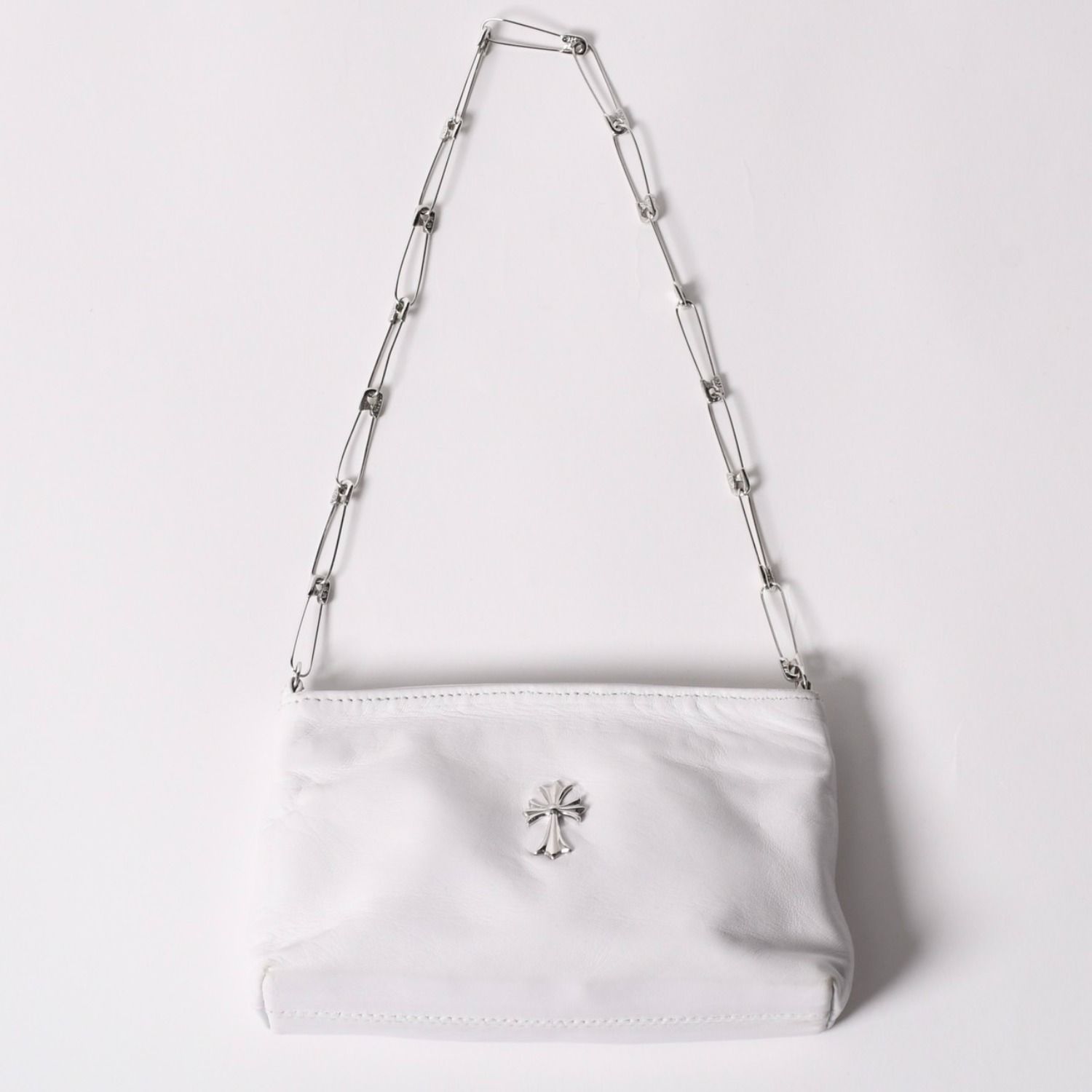 極美品 CHROME HEARTS クロムハーツ セーフティピン ポーチ ショルダーバッグ ホワイト シルバー金具 中古 4a003344 506,000円