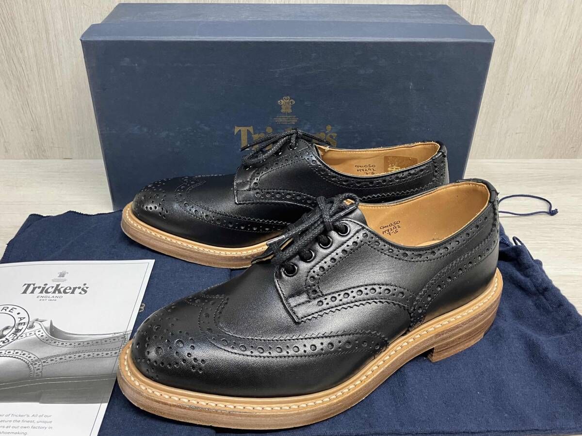Tricker's M7292 KESWICK 英国製 UK7 約25.5cm 本革 レザー ドレス シューズ 靴 トリッカーズ ウィングチップ メンズ ブラック