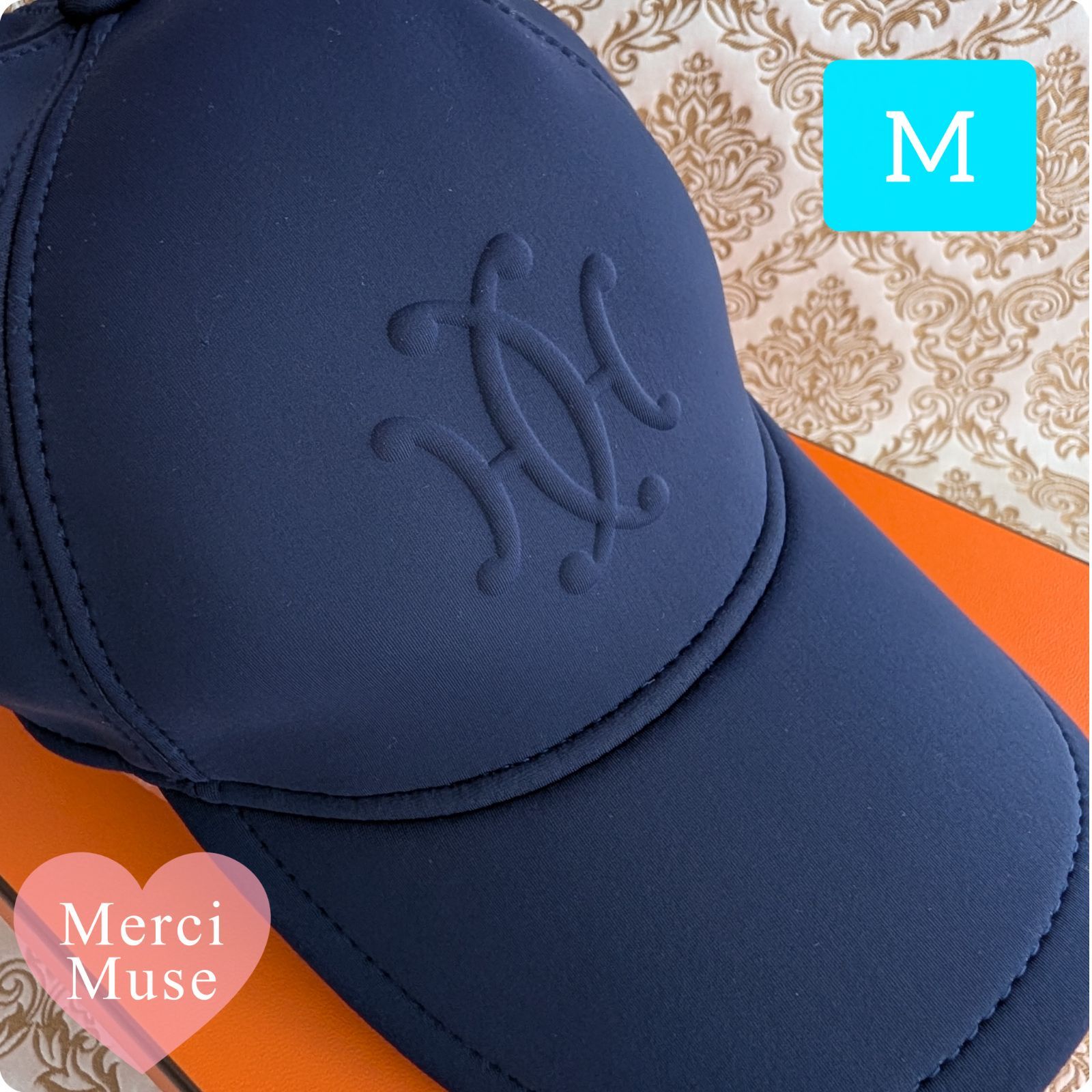 ❤お得なお品❤クリーニング済 ネオバンアトランティックキャップ Mサイズ ネイビー 帽子 UV熱中症対策にも エルメス MerciMuse メルシーミューズ