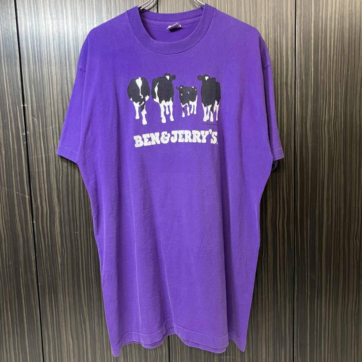 90's BEN&JERRYS FRUIT OF THE LOOM 半袖Tシャツ XLサイズ パープル ベンアンドジェリー フルーツオブザルーム