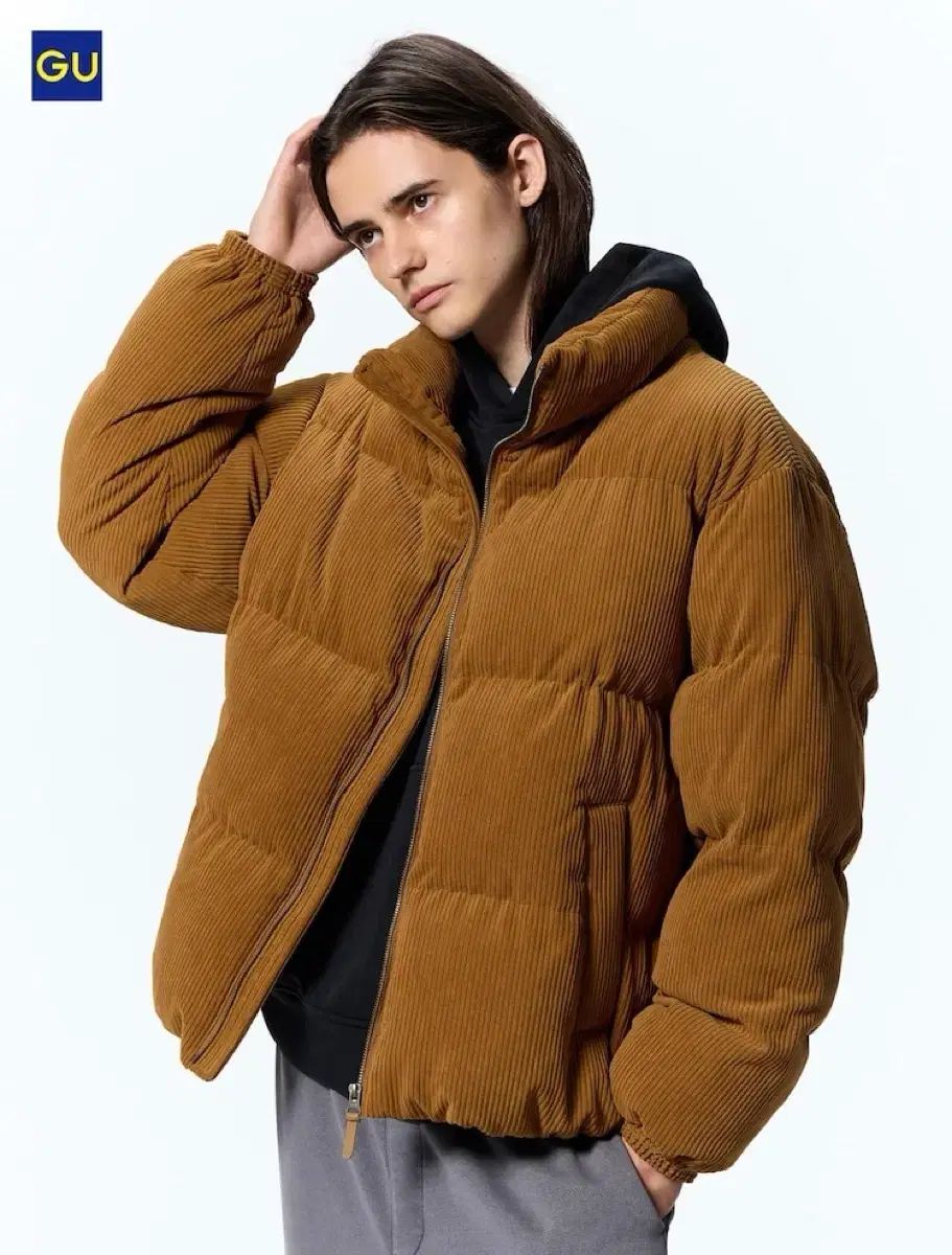 XL UNIQLO ジーユー コーデュロイ ショートダウン アウター パーカ / ブラウン