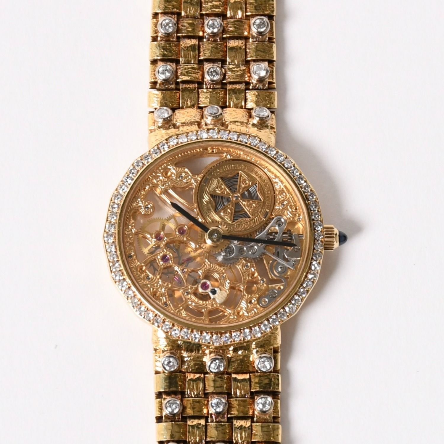 極美品 VACHERON CONSTANTIN ヴァシュロンコンスタンタン パトリモニー スケルトン 腕時計 13508 手巻き ダイヤモンド K18YG 中古 4a003106