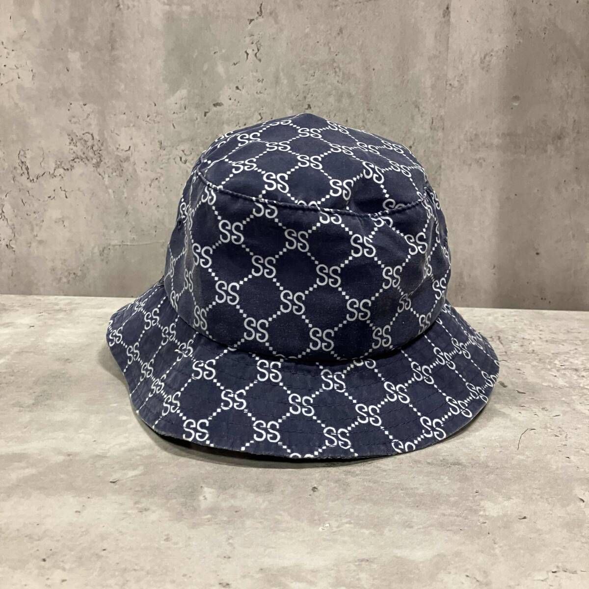 STUSSY hats モノグラムバケットハット 総柄 ブルー ステューシー