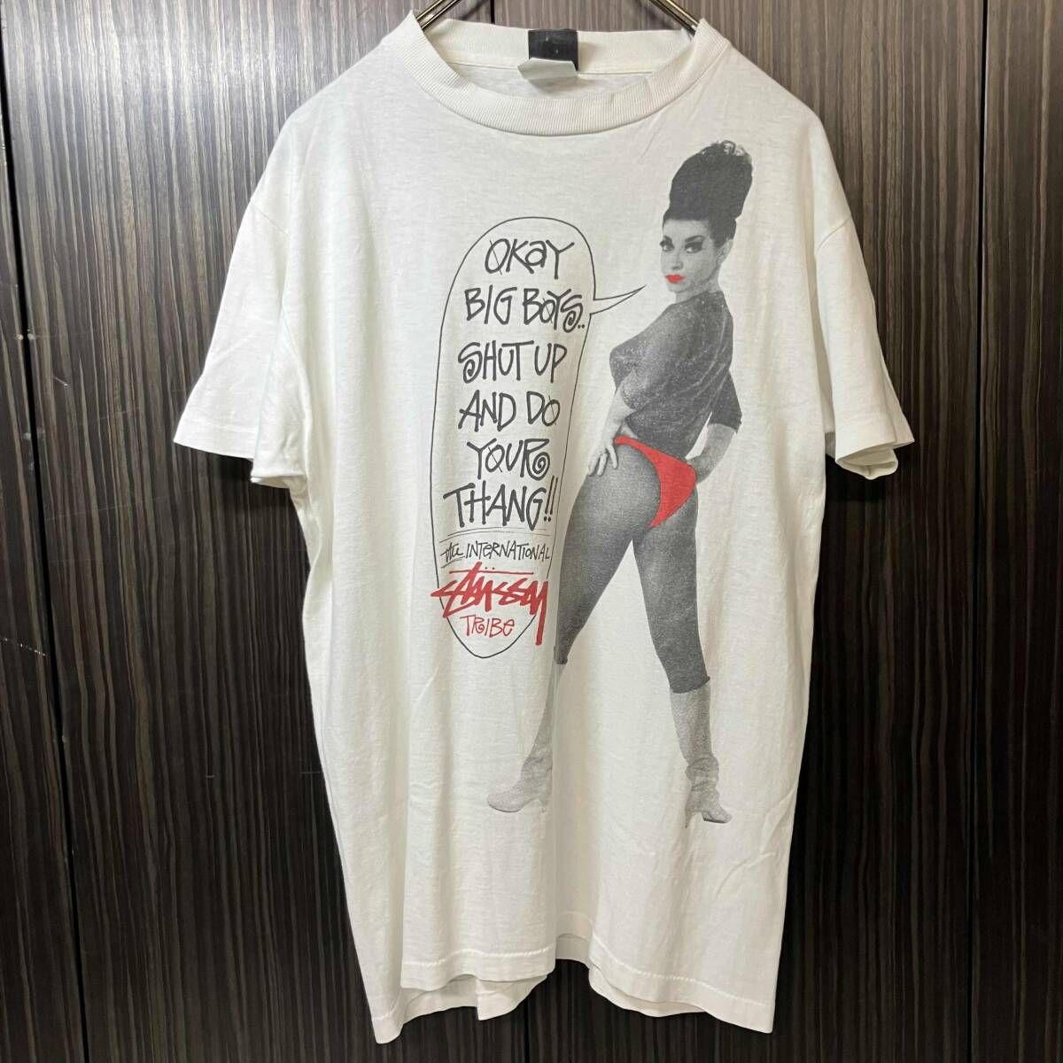 80s OLD STUSSY 半袖シャツ DO YOUR THANG TEE Mサイズ ホワイト ステューシー