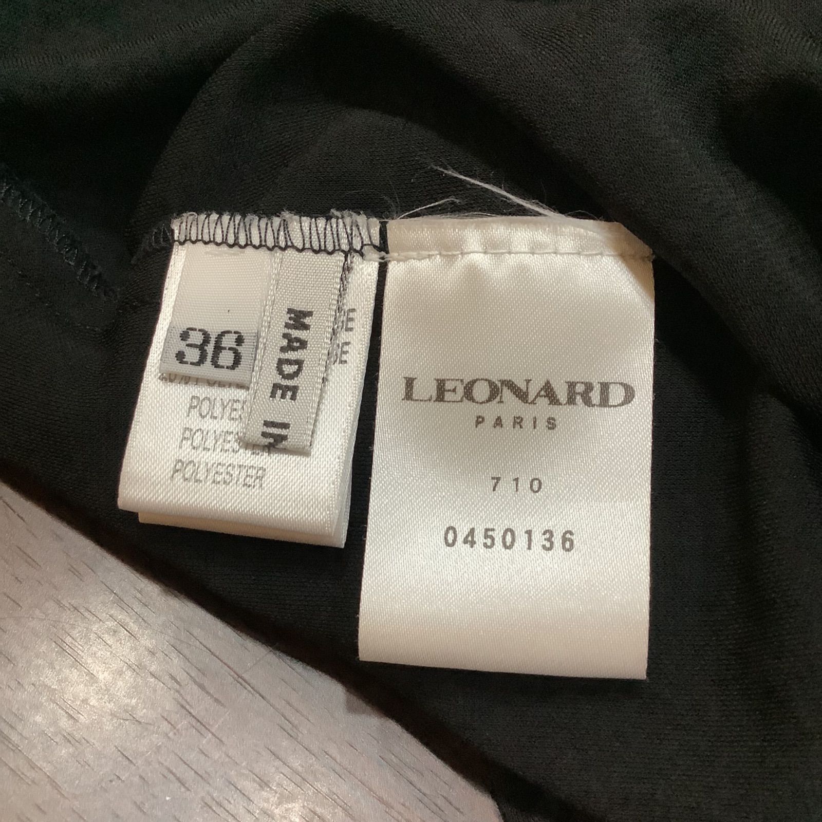 レオナール LEONARD リボンベルト付 ストレッチ ワンピース ドレス 黒
