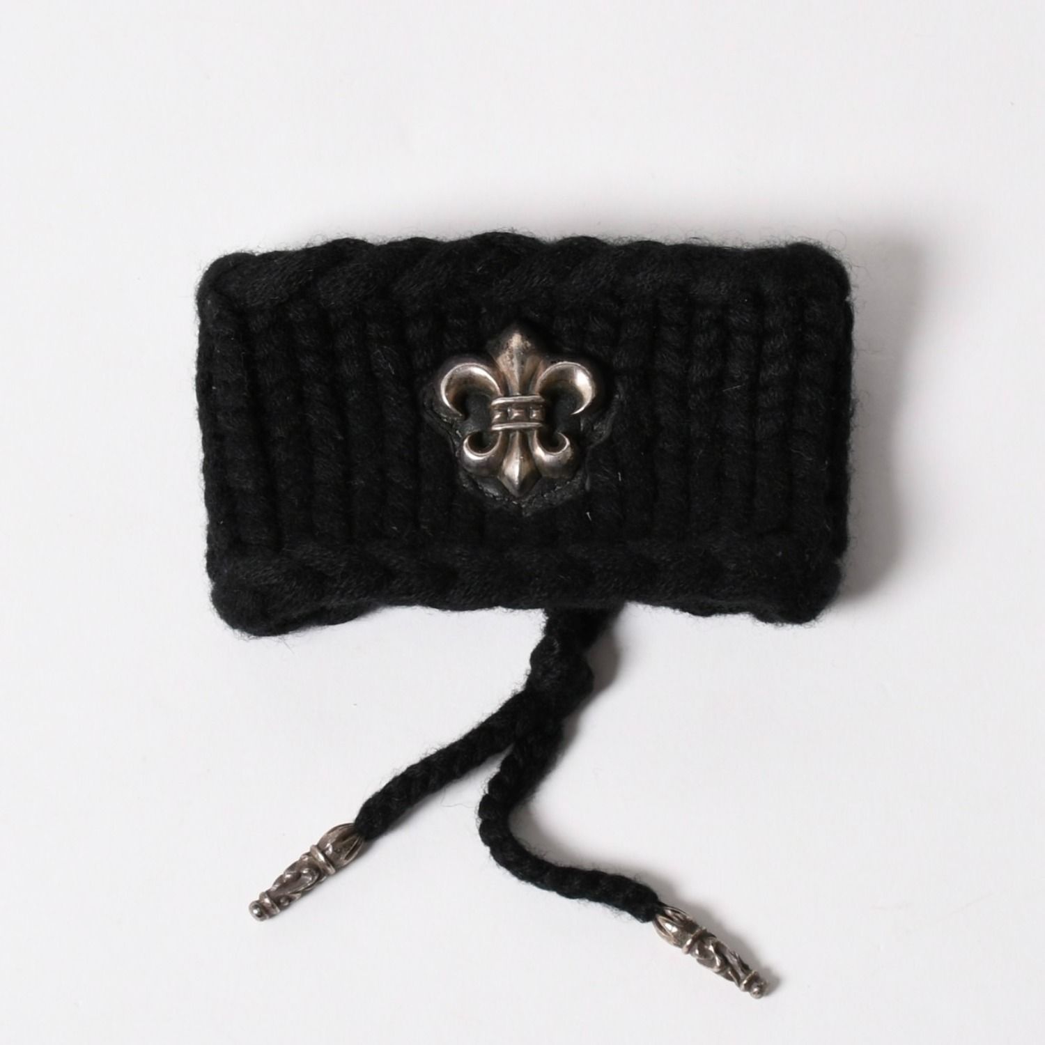極美品 CHROME HEARTS クロムハーツ BSフレア リストバンド ホースシュー SV925 ブラック 中古 4a003336