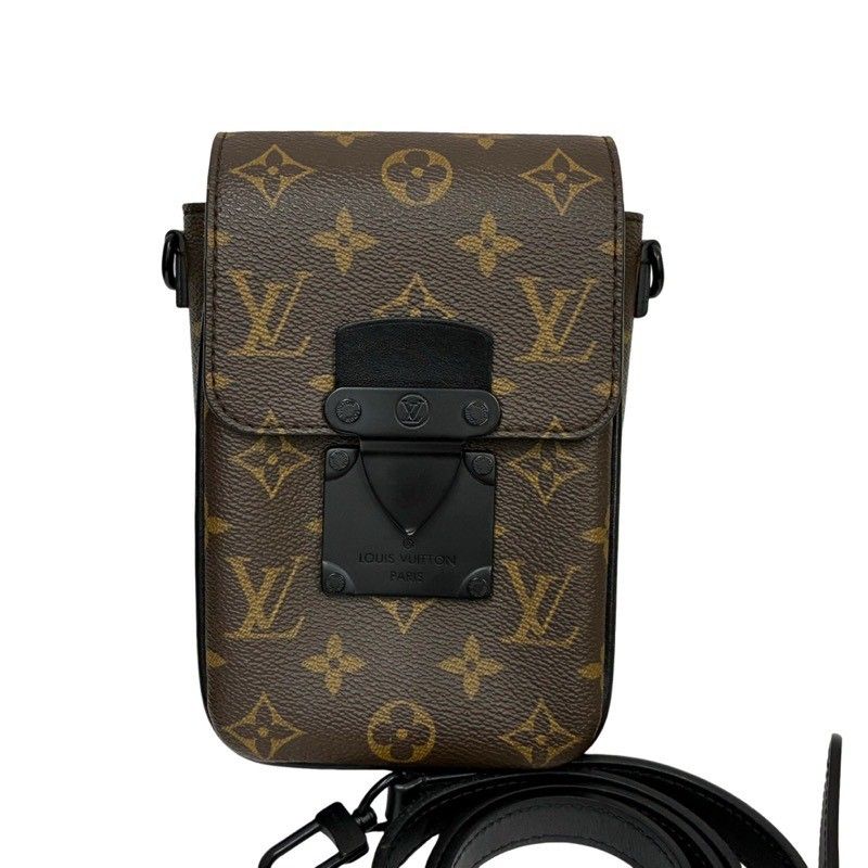 LOUIS VUITTON ルイヴィトン Sロック ヴェルティカル ウエアラブル ウォレット M81522 ブラウン モノグラム マカサー ショルダーバッグ メンズ 【中古】 52605K439