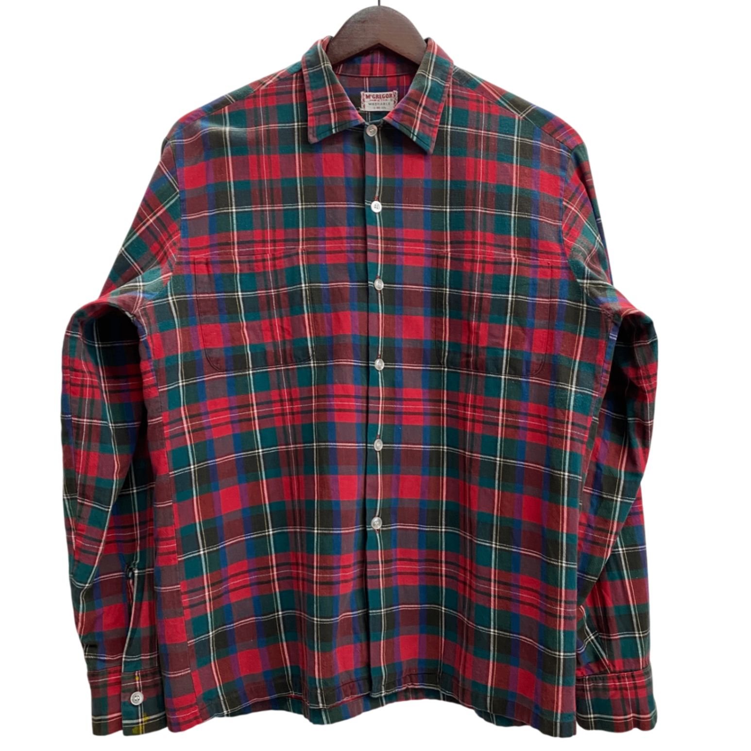 マックレガー McGREGOR 50's 60's USA製 チェック 長袖シャツ レッド Mサイズ 201MT-6053 VB