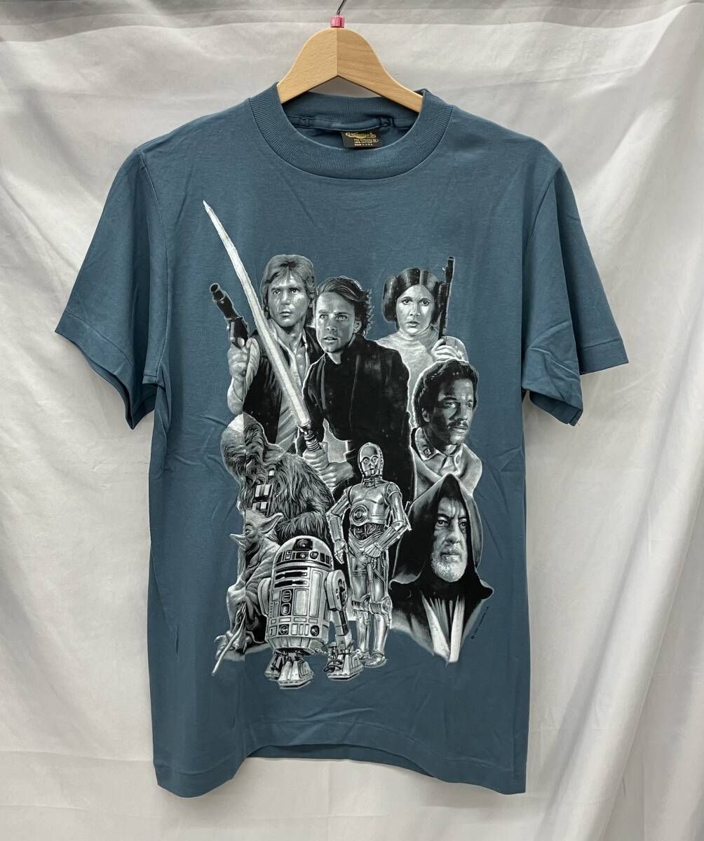 メンズインナー/半袖Tシャツ/スモーキーブルー/STAR WARS/古着/M
