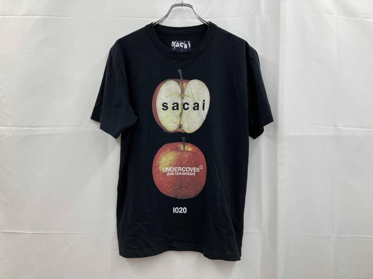 sacai ×UNDERCOVER サカイ×アンダーカバー リンゴグラフィック半袖Tシャツ 日本製 サイズ2 ブラック マルチカラー 通年