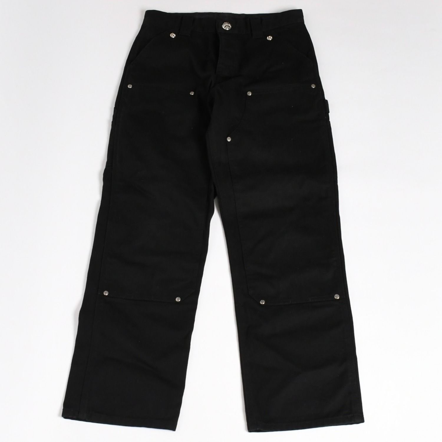 新品同様 CHROME HEARTS クロムハーツ カーペンターキャンバスダブルニーパンツ クロスボール CHクロスロゴ ダックキャンバス ダブルニー ボトムス 30サイズ 中古 4a003308