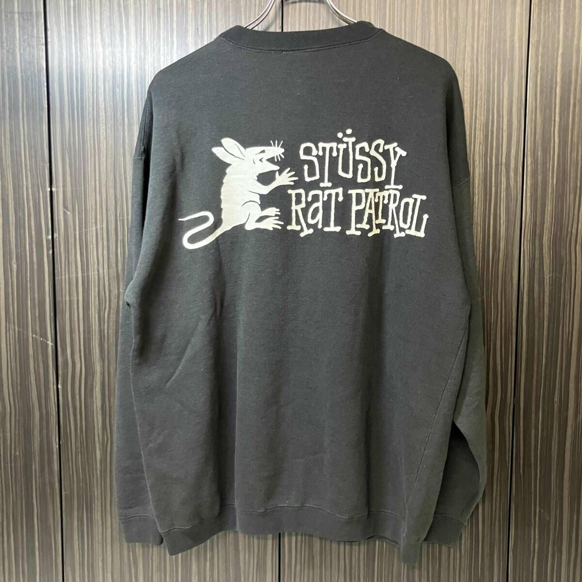 80-90s OLD STUSSY スウェット 黒タグ後付けタグ RATS スウェット Mサイズ ブラック ステューシー