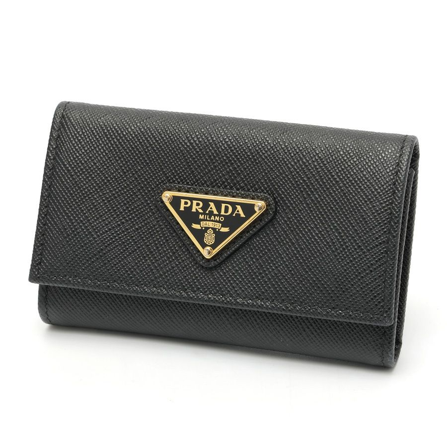 プラダ / PRADA　サフィアーノ トライアングル キーケース　1PG004 　レザー　ブラック/ゴールド金具 【中古】 27,720円