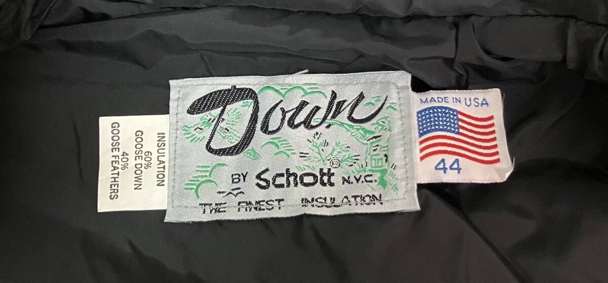 SCHOTT ショット ダウンジャケット レザー切替 ブラック ブラウン アメリカンカジュアル サイズ44 USA製 SCHOTT ショット ダウンジャケット レザー切替 ブラック ブラウン アメリカンカジュアル サイズ44 USA製