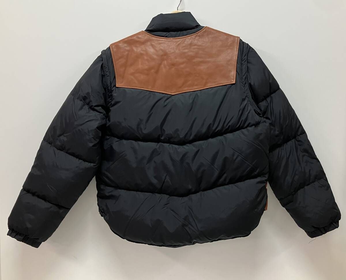 SCHOTT ショット ダウンジャケット レザー切替 ブラック ブラウン アメリカンカジュアル サイズ44 USA製 SCHOTT ショット ダウンジャケット レザー切替 ブラック ブラウン アメリカンカジュアル サイズ44 USA製