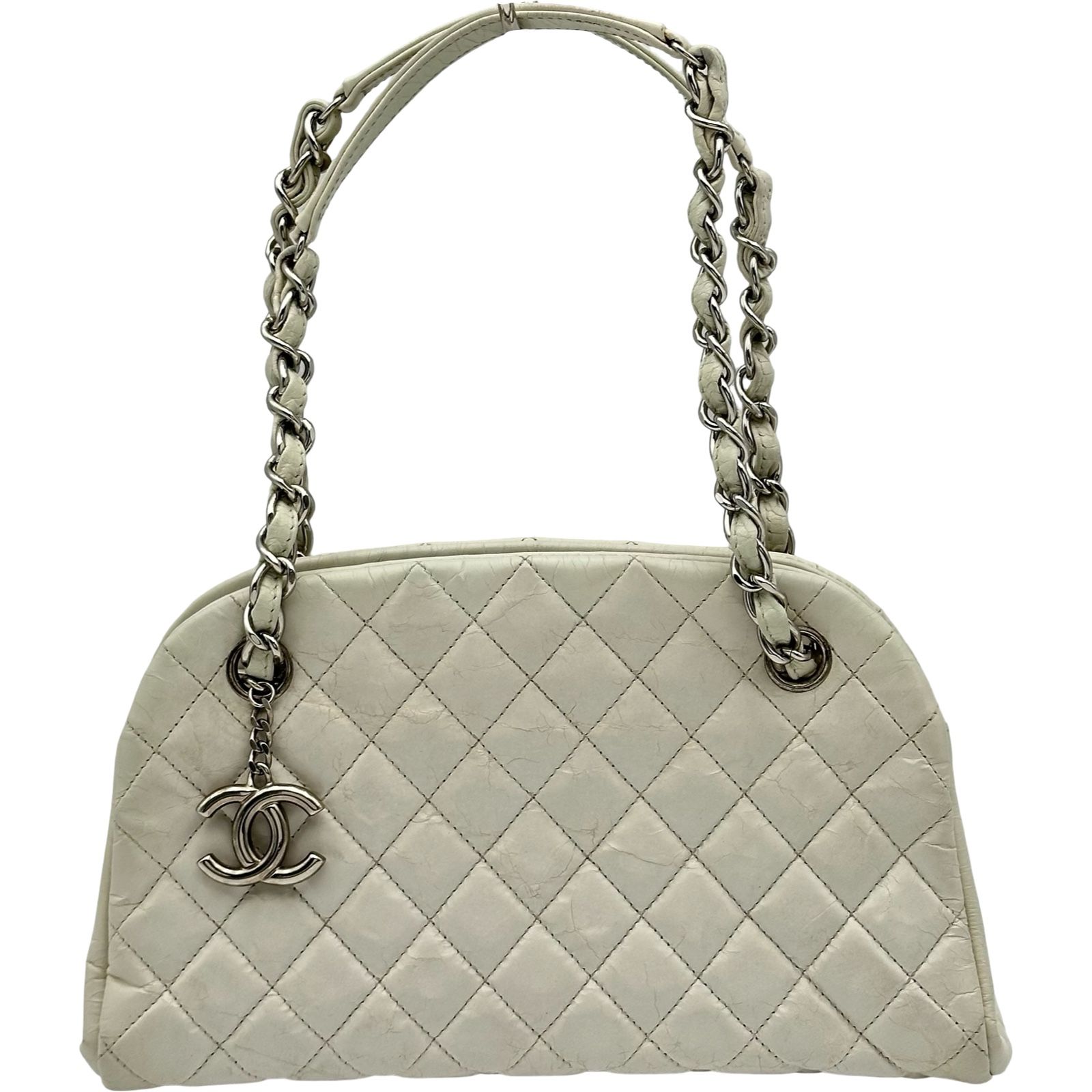 シャネル CHANEL マドモアゼルハンドバッグ 15番台 アイボリー シルバー金具 レザー レディース ハンドバッグ