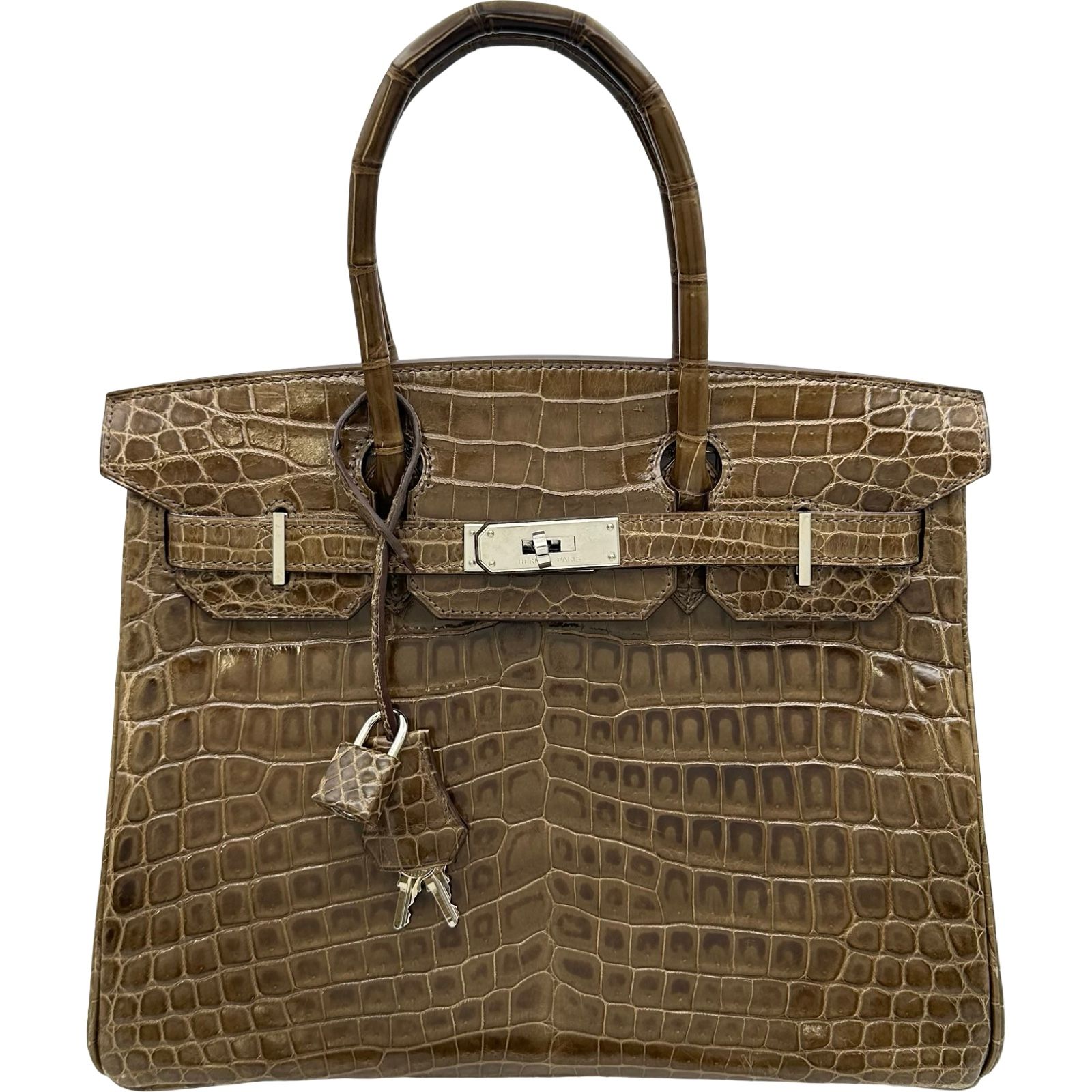 エルメス HERMES バーキン30 □M刻印 ブラウン系 シルバー金具 ニロティカスリセ レディース ハンドバッグ