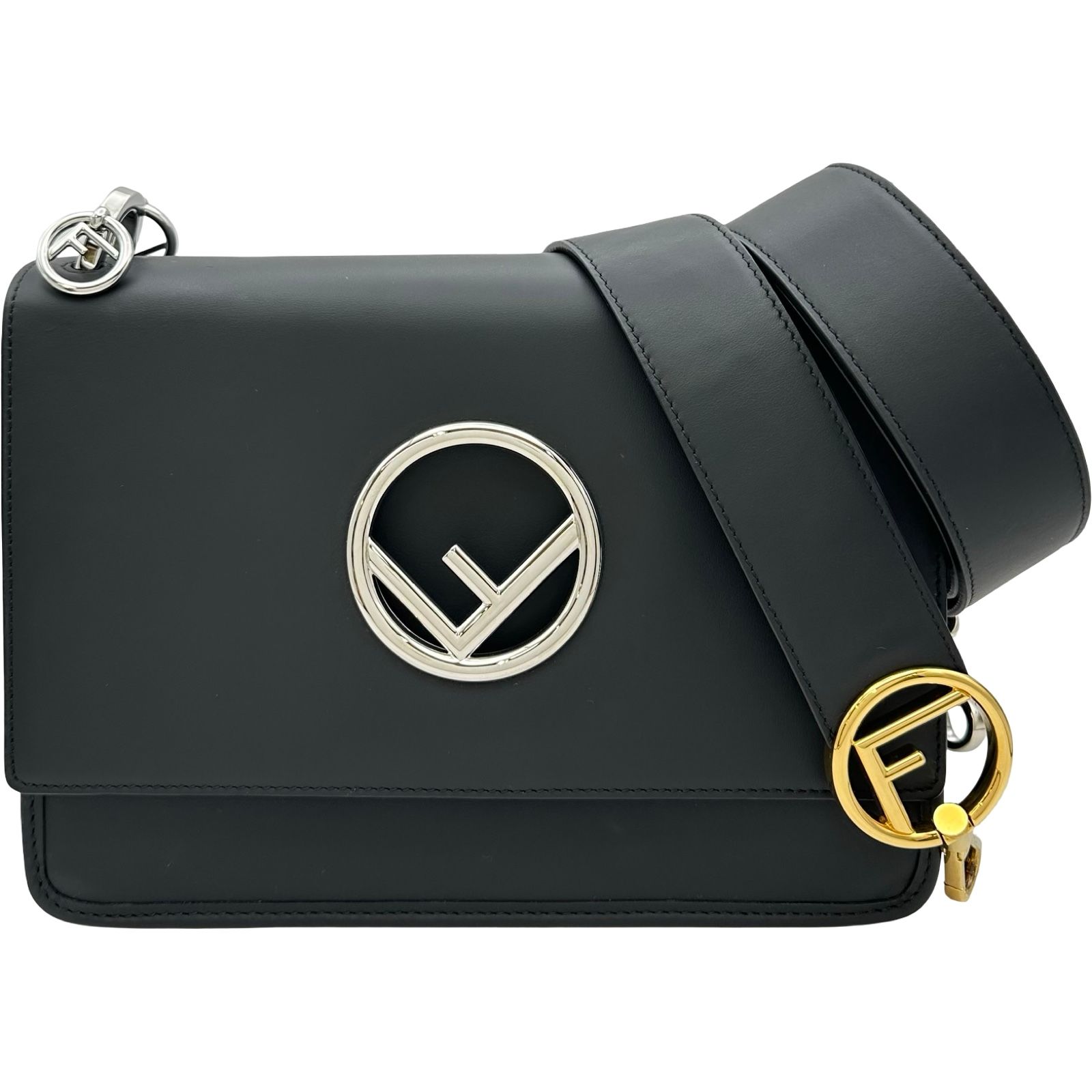 フェンディ FENDI キャナイエフ2WAYバッグ 8BT284 ブラック シルバー金具 レザー レディース ショルダーバッグ
