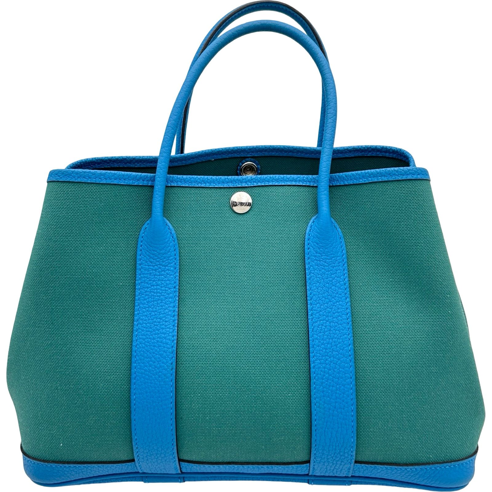 エルメス HERMES ガーデンパーティTPM A刻印 マラカイト/ブルーザンジバル シルバー金具 トワル/ネゴンダ レディース ハンドバッグ