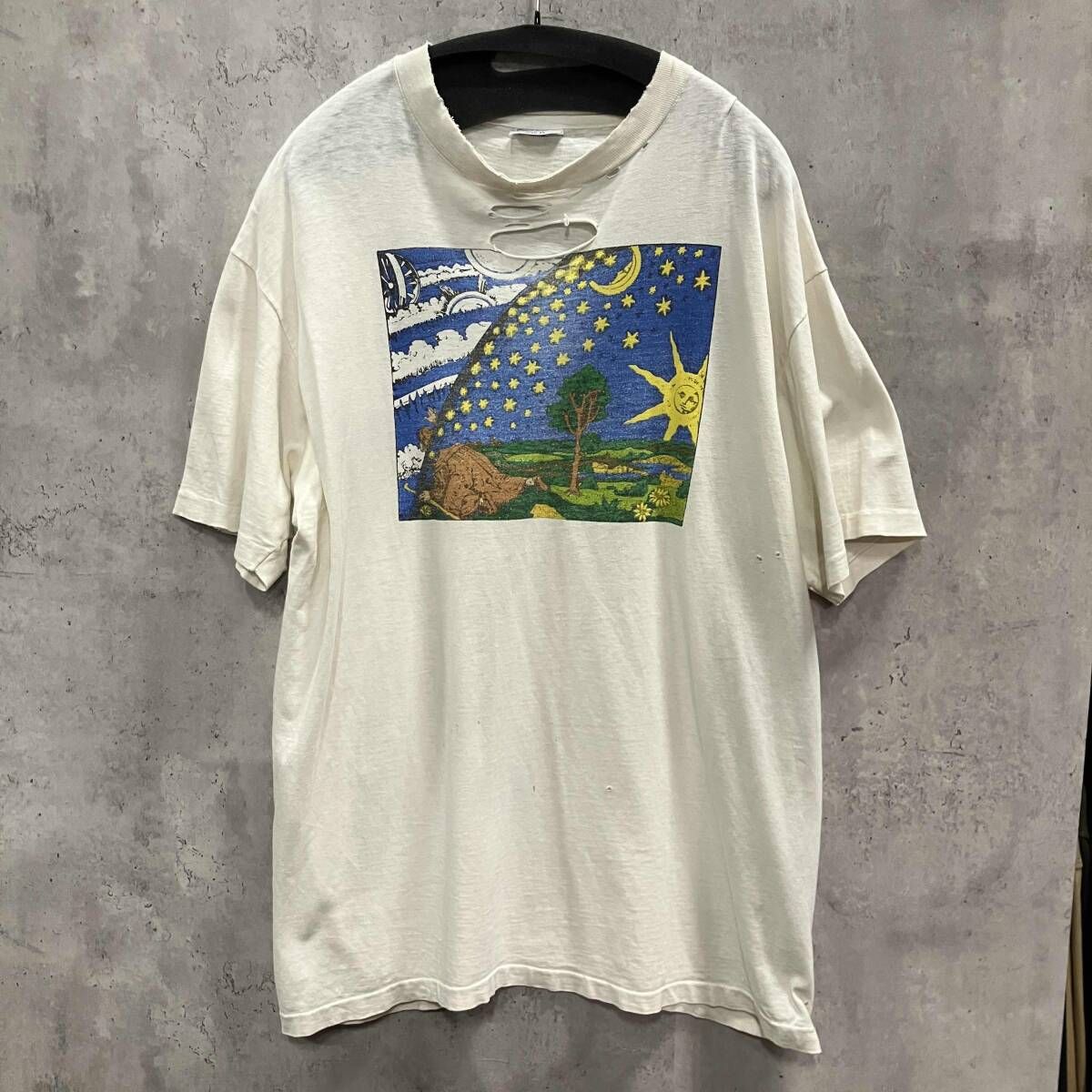 90s 古着／HANES graphic design art TEE white sizeXL グラフィックデザイン アートTシャツ ハネス