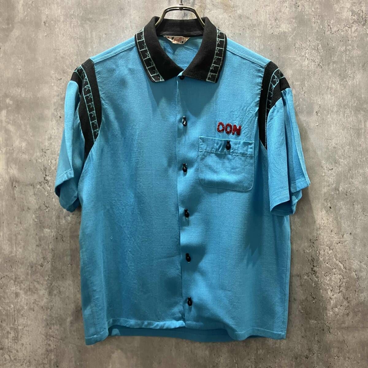 50s AIRFLO エアフロー ボーリングシャツ サックスブルー サイズ M