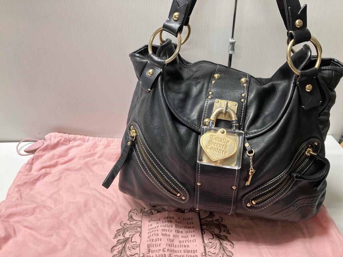 juicy couture ジューシークチュール トートバッグ ブラック 南京錠モチーフ付き