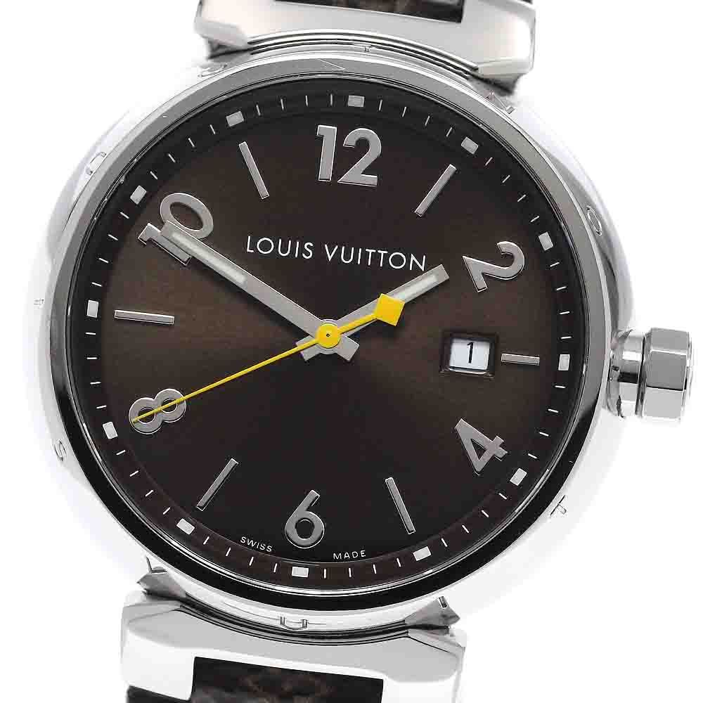 ルイ・ヴィトン LOUIS VUITTON Q1111 タンブール デイト クォーツ メンズ _957128