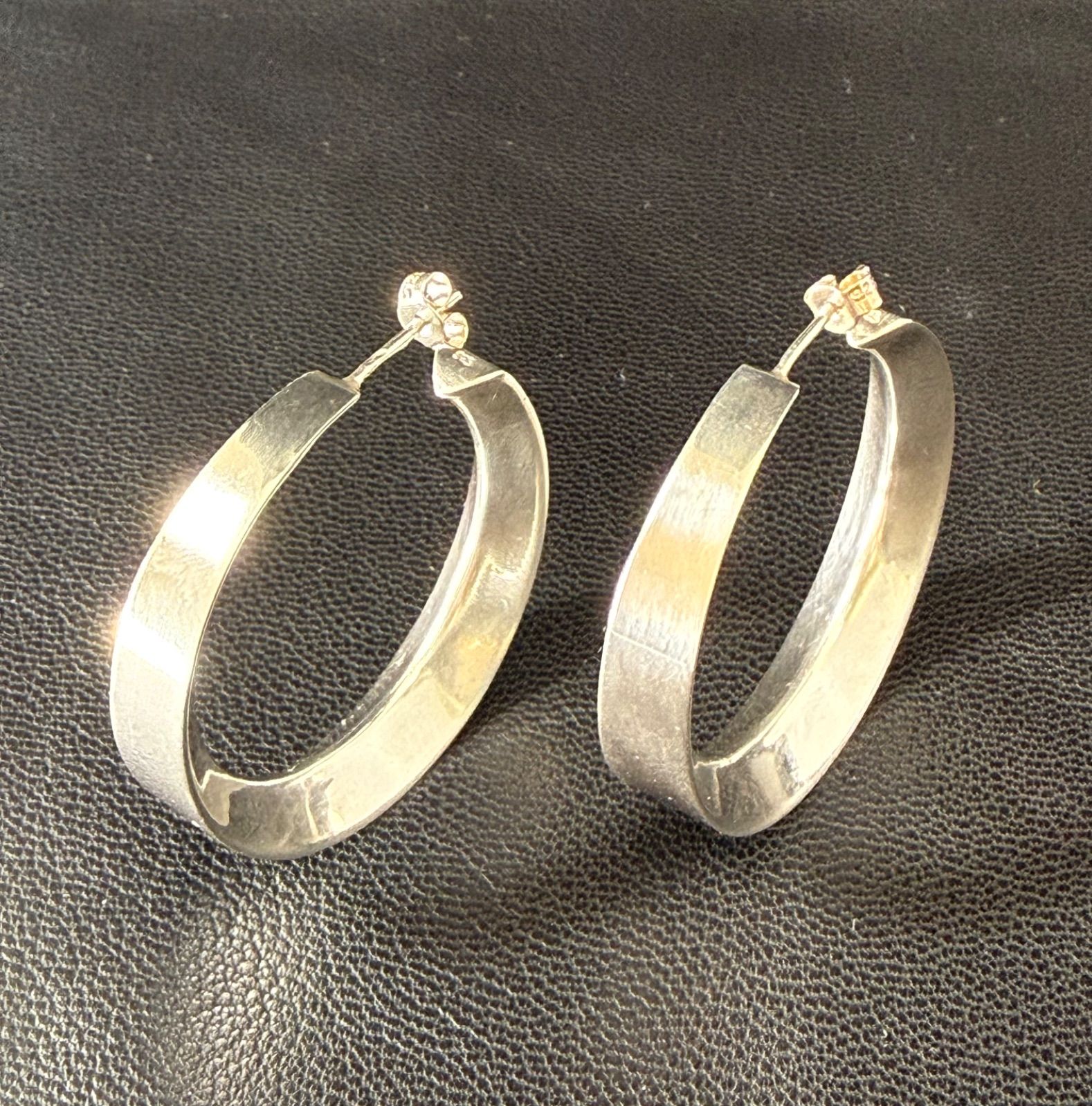 European Vintage 925 Silver Flat Band Hoop Earrings | ヨーロピアンヴィンテージ | シルバー925 フラットバンド フープピアス | Cabine Vintage