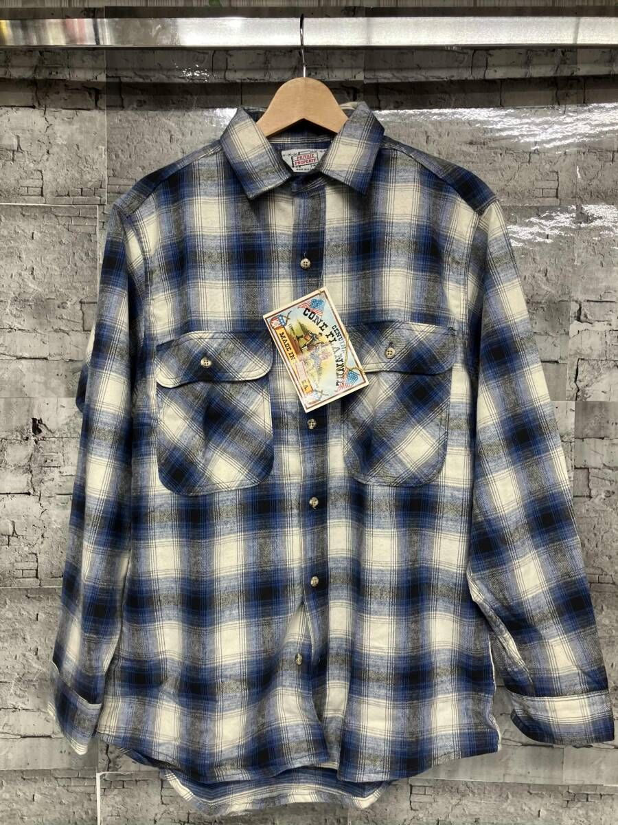 ブルー PRIVATE PROPERTY ネルシャツ 90s DEADSTOCK オンブレシャツ ブルー デッドストック