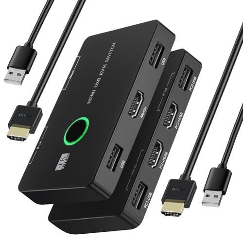【2026新登場】KVMスイッチ AFFLIC HDMI KVM切替器 2入力1出力 4K@60Hz 対応 パソコン 2 台モニター 1 台用 キーボード・マウス・プリンター共有 安定稼働 即插即用 HDMI ケーブル 2 本 + USB ケ e279d478
