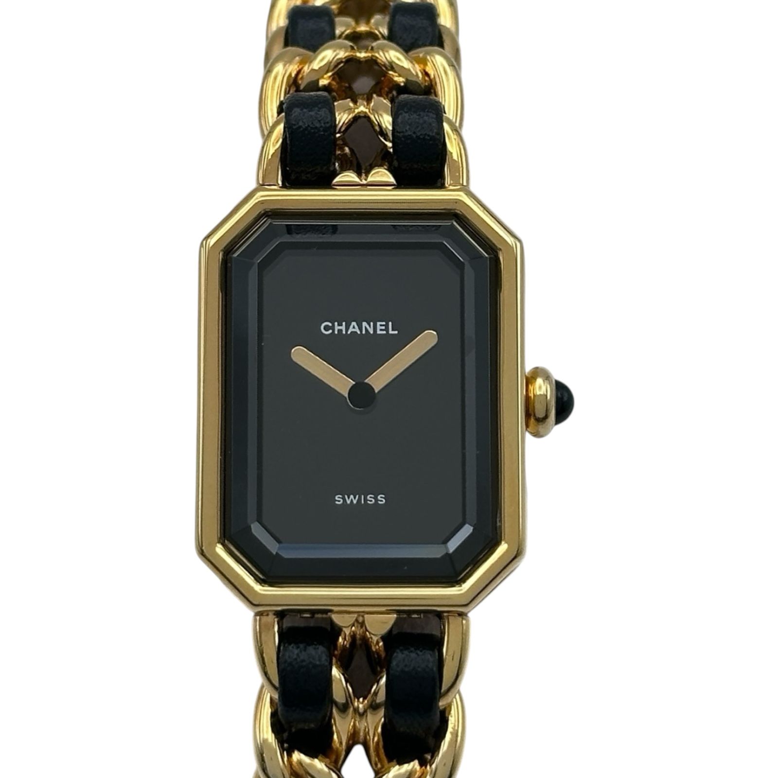 シャネル CHANEL プルミエール M H0001 ブラック ゴールドメッキ クオーツ レディース 腕時計