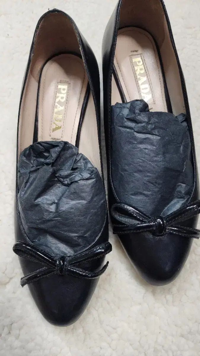 PRADA バレリーナ フラットシューズ ブラック リボン 36