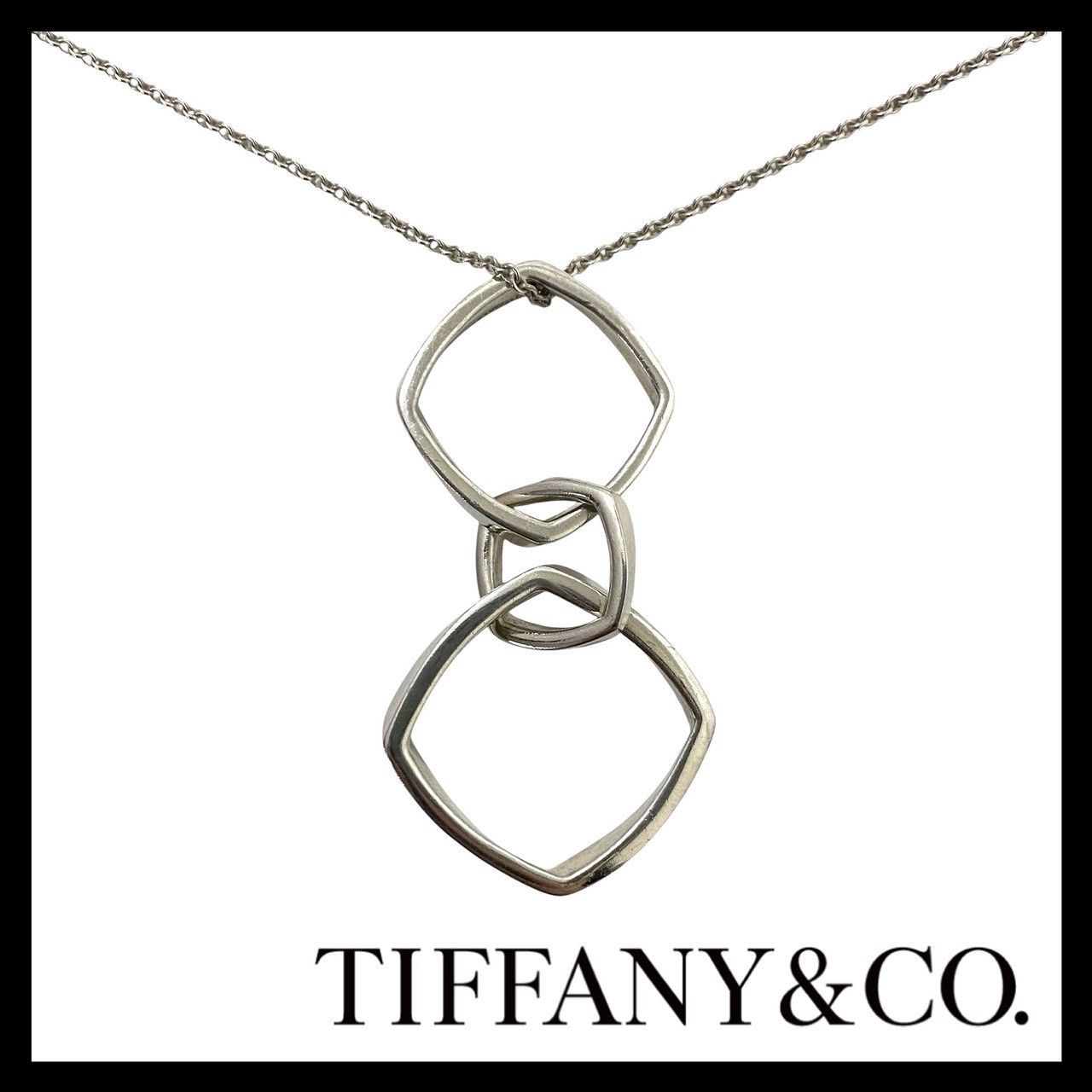 【TIFFANY&Co.】トリプル トルク ナロー ネックレス SV925 SILVER/シルバー 総重量約10.3g スクエア ペンダント ティファニー (MM-774)