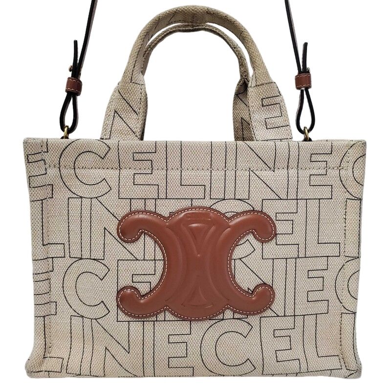 CELINE セリーヌ スモール カバ タイス 199162ERQ ベージュ キャンバス 帆布 2WAYバッグ レディース トートバッグ 【中古】 32605K182