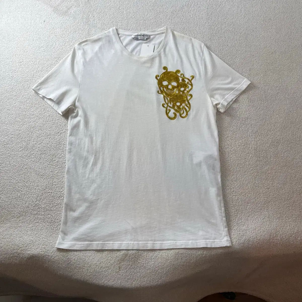 95 Alexander McQueen アレキサンダー・マックイーン 刺繍 スカル 半袖 Tシャツ