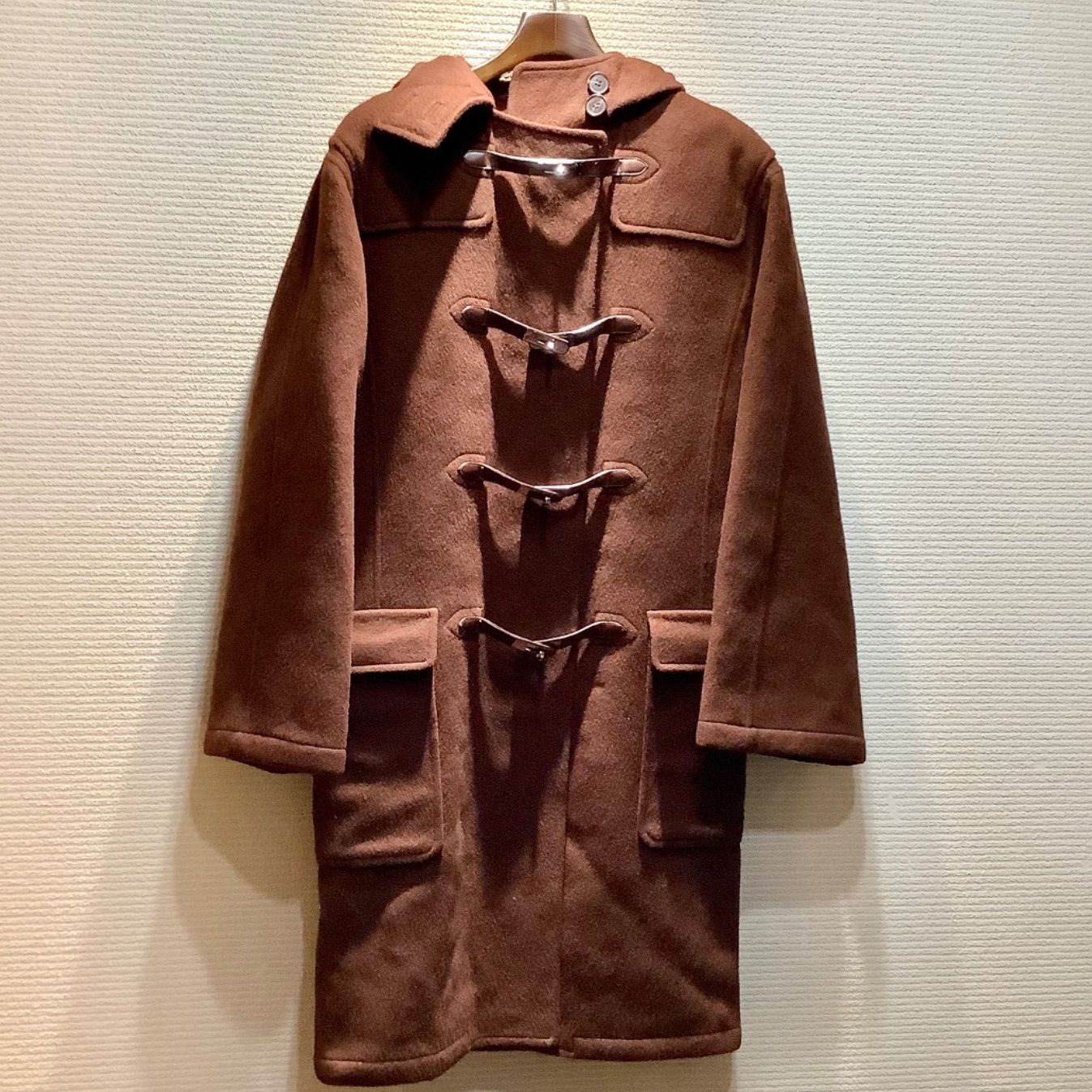 エルメス HERMES ケリー金具 ダッフルコート ロングコート カシミヤ100% 茶 ブラウン シルバー金具 [38] E5400/T500