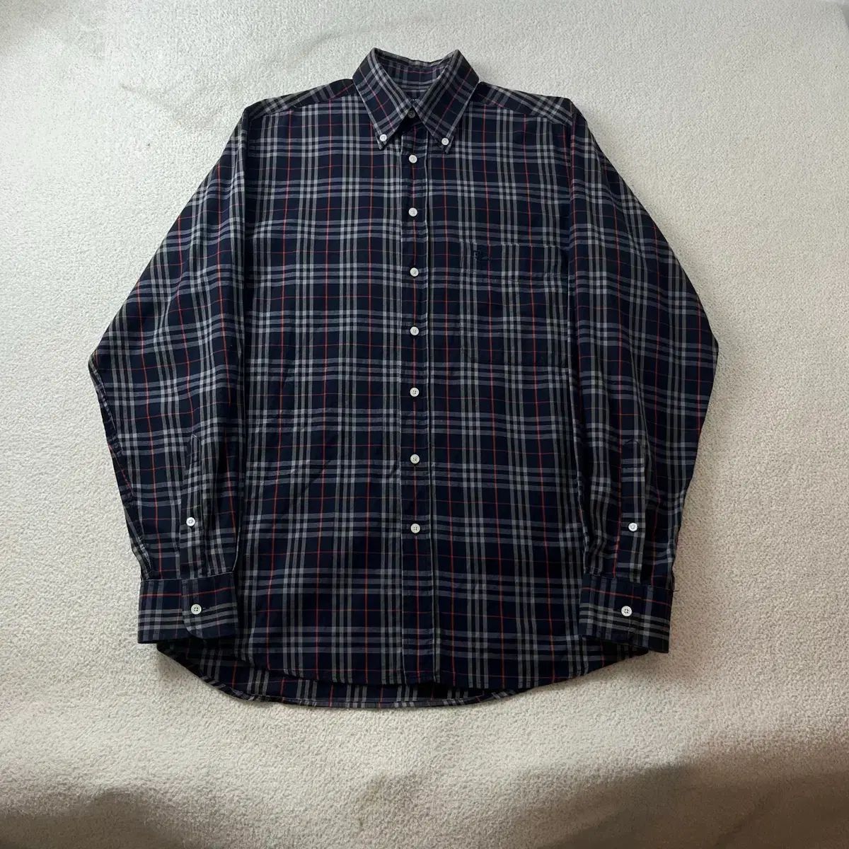 100 BURBERRY バーバリー 麻 マ チェック ロゴ ノヴァチェック コットン シャツ