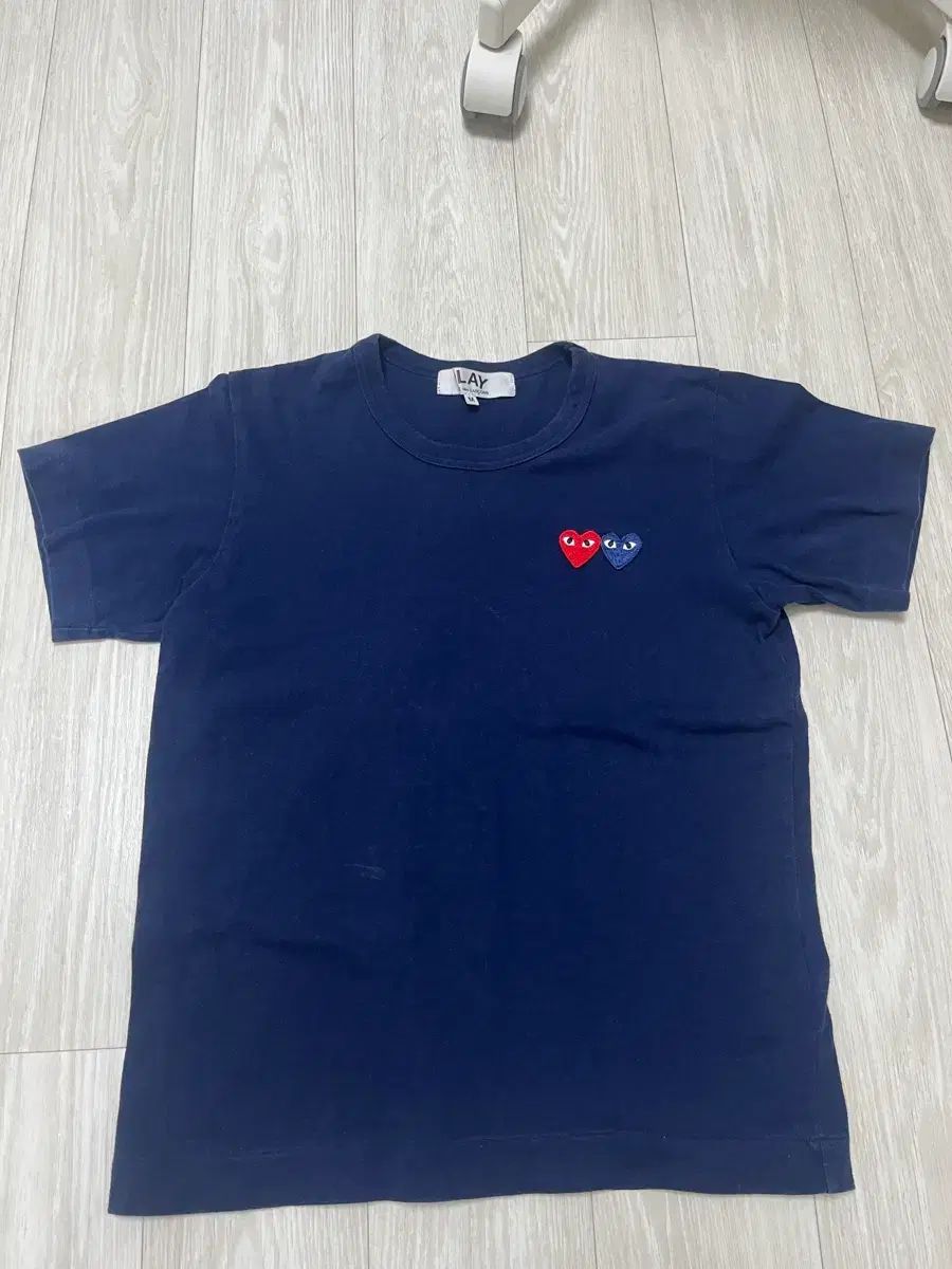 COMME des GARCONS（コム・デ・ギャルソン）半袖Tシャツ ネイビー DoubleHeart（ダブルハート）
