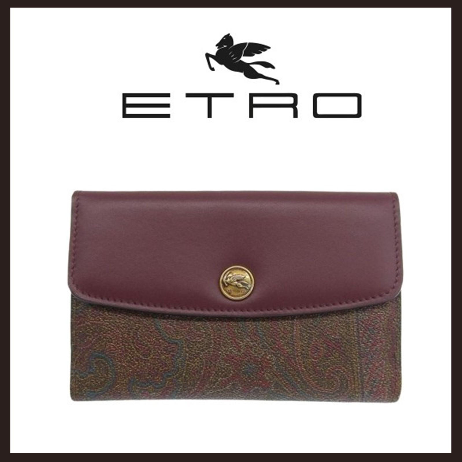 新品未使用 ETRO(エトロ) ペイズリー柄 二つ折り財布 ボルドー - メルカリ
