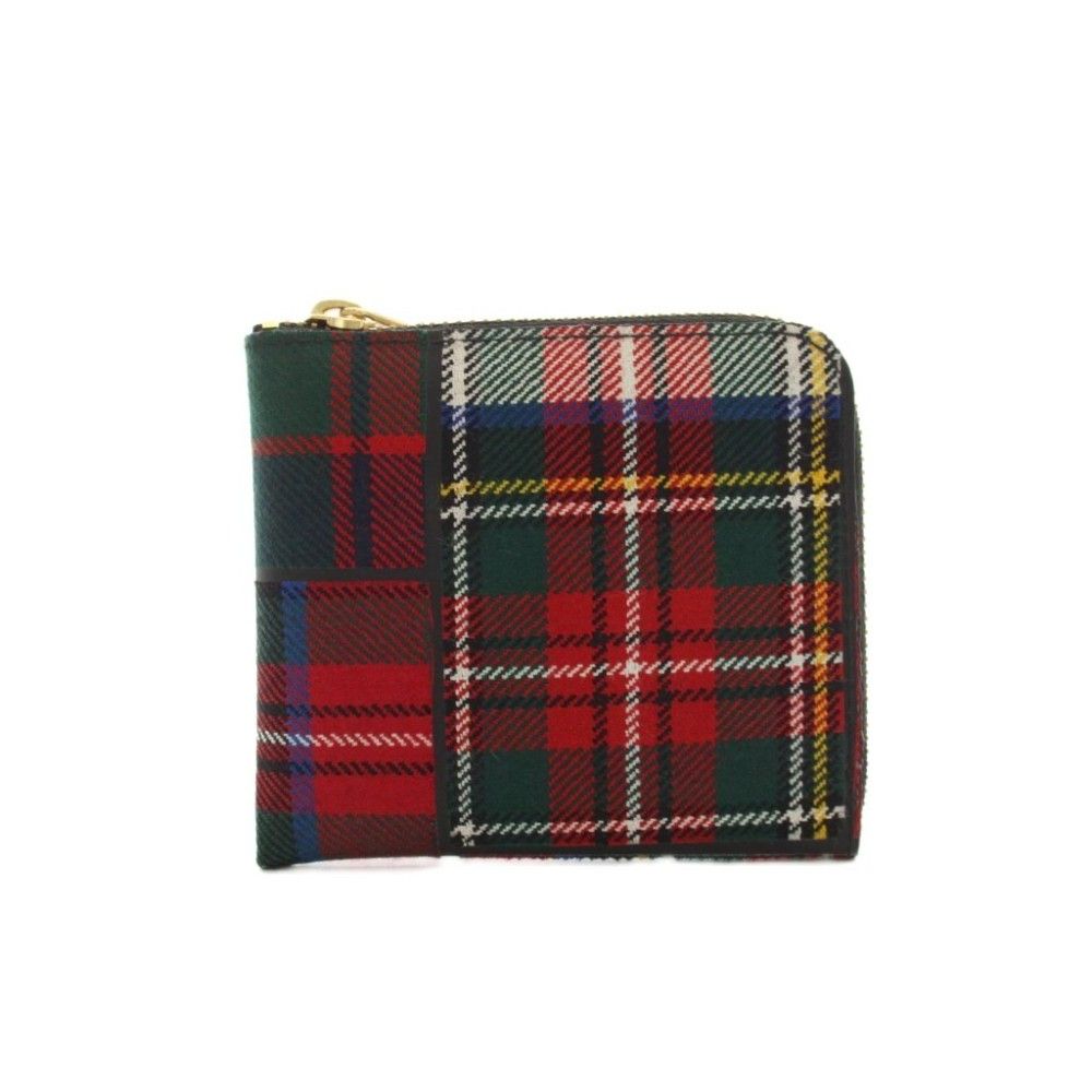 コムデギャルソン COMME des GARCONS タータンパッチワーク/ その他の財布 ラウンドファスナー 赤