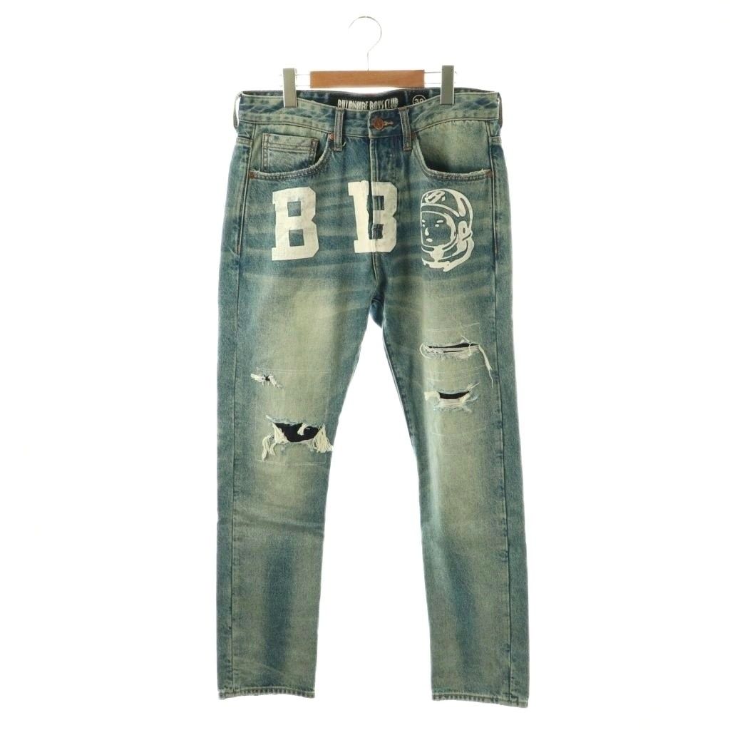 ビリオネアボーイズクラブ B.B.C GALATIC JEAN デニムパンツ ジーンズ スリム ボタンフライ ダメージ加工 30 ブルー /ES ■OS ■SH